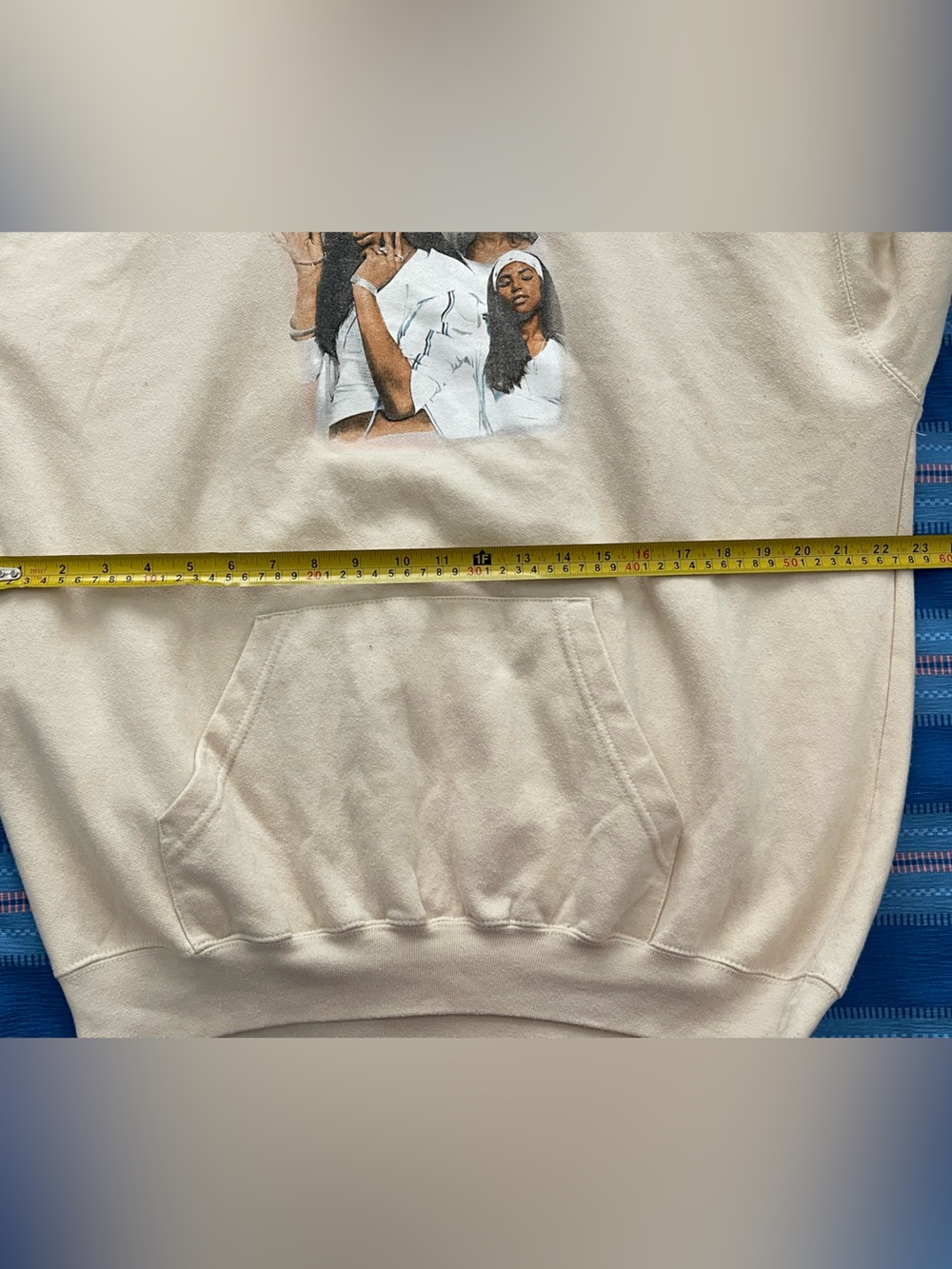 Aaliyah Beige Graphic Pullover Hoodie with Front Print - Women-Size XL - Picture 6 of 7